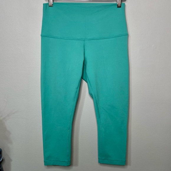 Lululemon Wunder Under High Rise Crops Bali Breeze Roll Down Crop Leggings 8 - Picture 5 of 14
